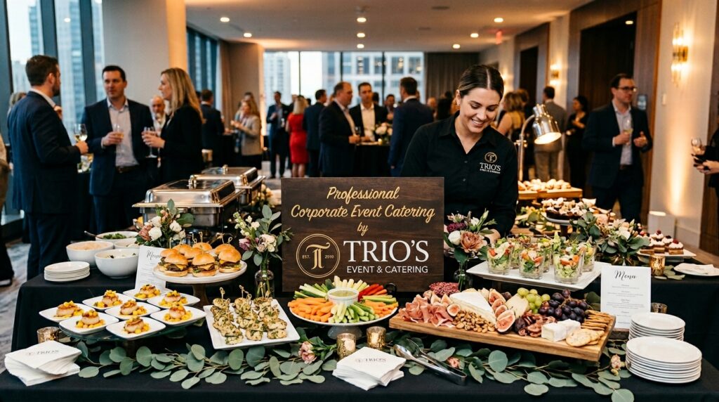 Professional corporate event catering setup by Trio’s Event & Catering in New Port Richey